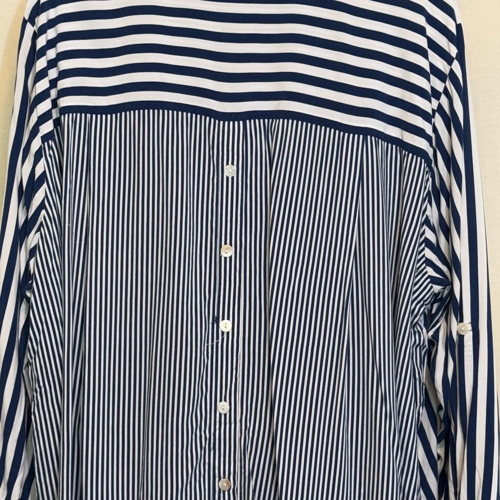 C-119 Jane &‎ Delancey PLUS SIZE 2X Blue & White Stripe Long Sleeve Blouse - Picture 11 of 15